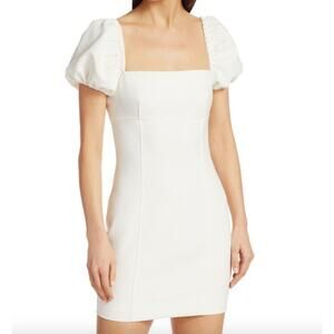 Cinq à Sept Havana Puff-Sleeve Mini Dress White Size 8